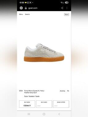 Puma Suede XL Women's Sneakers in Feather Grey with Gum Sole